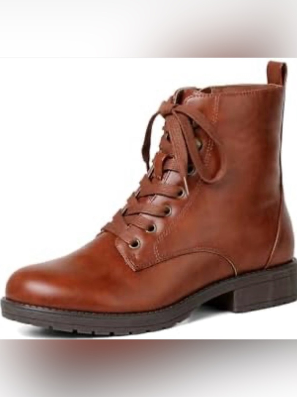 LISYIIZ Women’s Combat Boots “Cognac” - Size 8 1/2 - Water Resistant - NWT